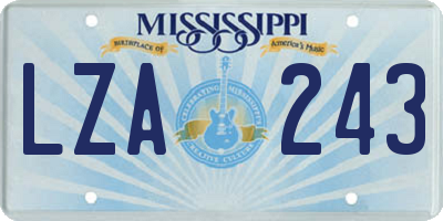 MS license plate LZA243