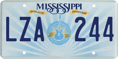 MS license plate LZA244