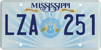 MS license plate LZA251