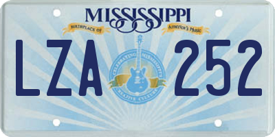 MS license plate LZA252