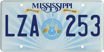 MS license plate LZA253