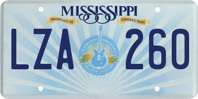 MS license plate LZA260