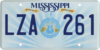 MS license plate LZA261