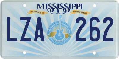 MS license plate LZA262