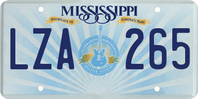 MS license plate LZA265