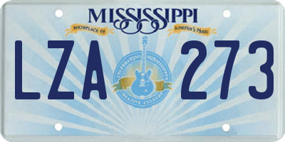 MS license plate LZA273