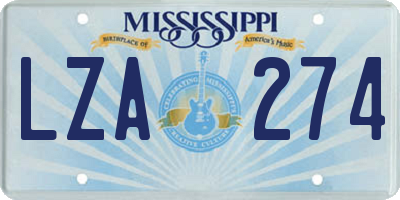 MS license plate LZA274