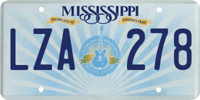 MS license plate LZA278