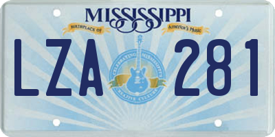 MS license plate LZA281