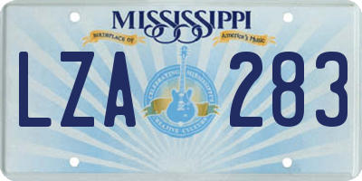 MS license plate LZA283