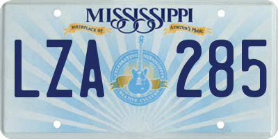 MS license plate LZA285