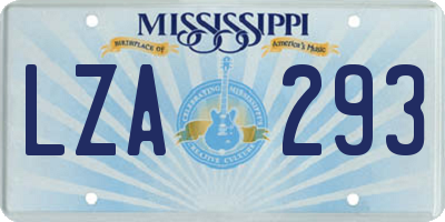 MS license plate LZA293