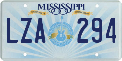 MS license plate LZA294