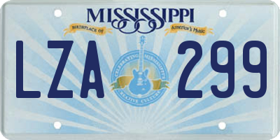 MS license plate LZA299