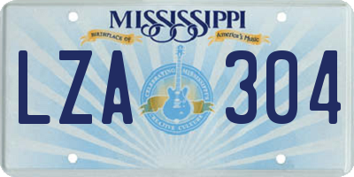 MS license plate LZA304