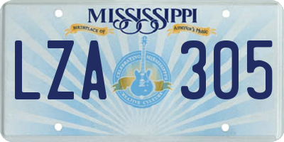 MS license plate LZA305