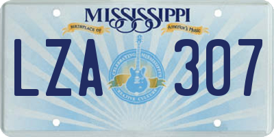 MS license plate LZA307