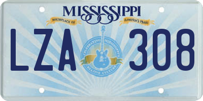 MS license plate LZA308