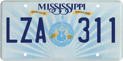 MS license plate LZA311