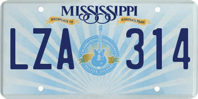 MS license plate LZA314