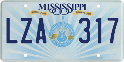 MS license plate LZA317
