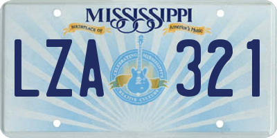 MS license plate LZA321