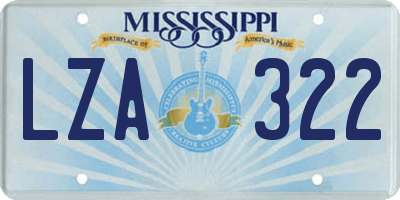 MS license plate LZA322