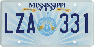 MS license plate LZA331