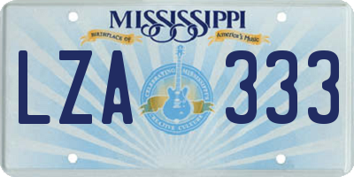 MS license plate LZA333