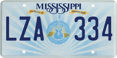 MS license plate LZA334