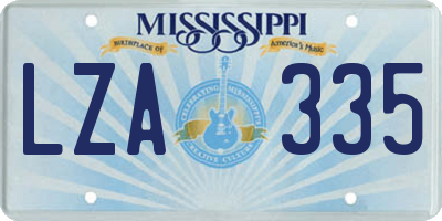 MS license plate LZA335