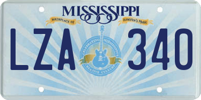 MS license plate LZA340