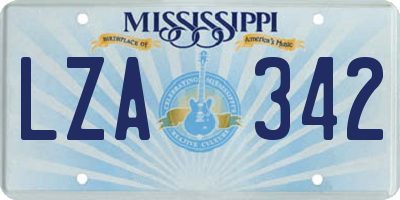 MS license plate LZA342