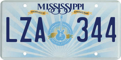 MS license plate LZA344