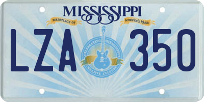 MS license plate LZA350