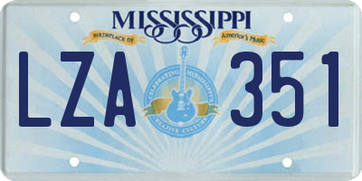 MS license plate LZA351