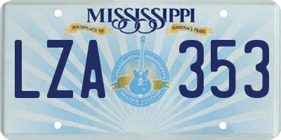 MS license plate LZA353