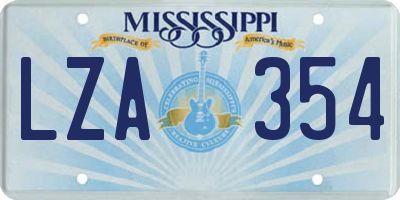 MS license plate LZA354