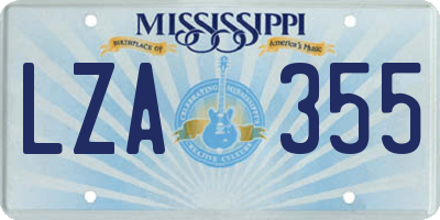 MS license plate LZA355