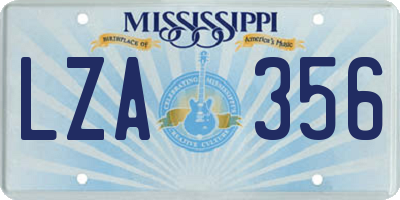 MS license plate LZA356