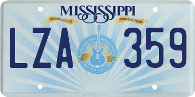 MS license plate LZA359