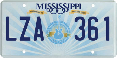 MS license plate LZA361