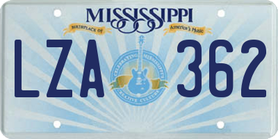MS license plate LZA362