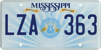 MS license plate LZA363