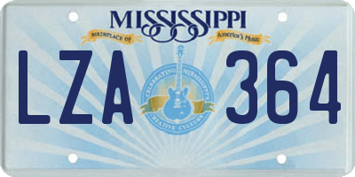 MS license plate LZA364