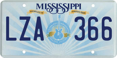 MS license plate LZA366