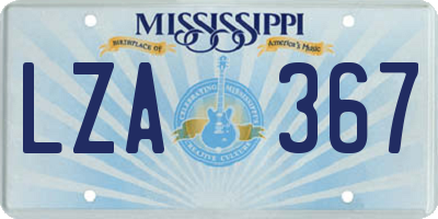 MS license plate LZA367