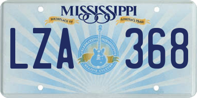 MS license plate LZA368