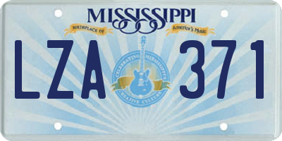 MS license plate LZA371