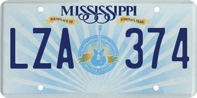 MS license plate LZA374